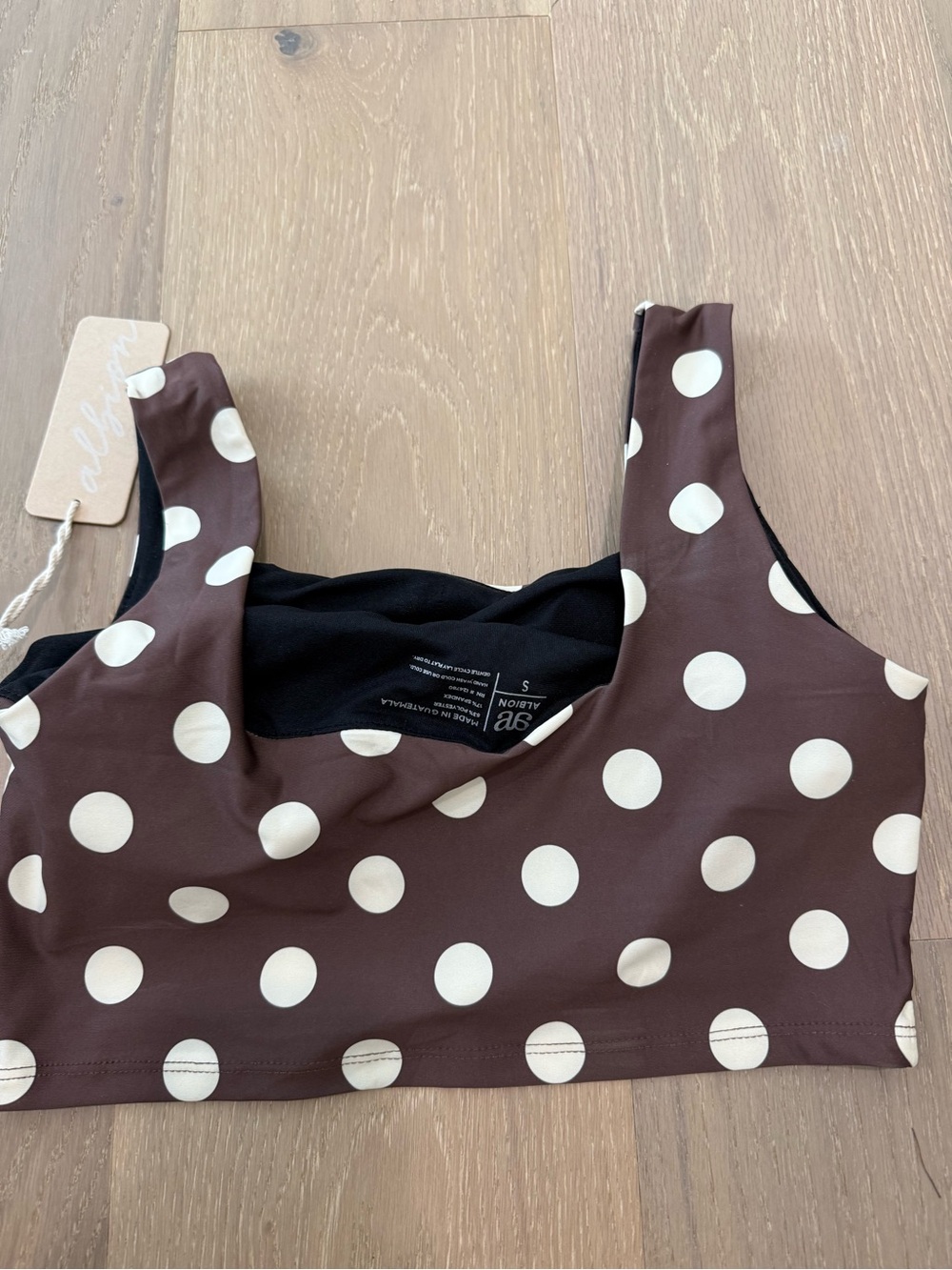 Polka Dot Brown & Cream Bikini Top